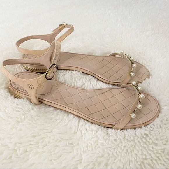 CHANEL Nude Sandal Flats Size 41.5 - Picture 3 of 15